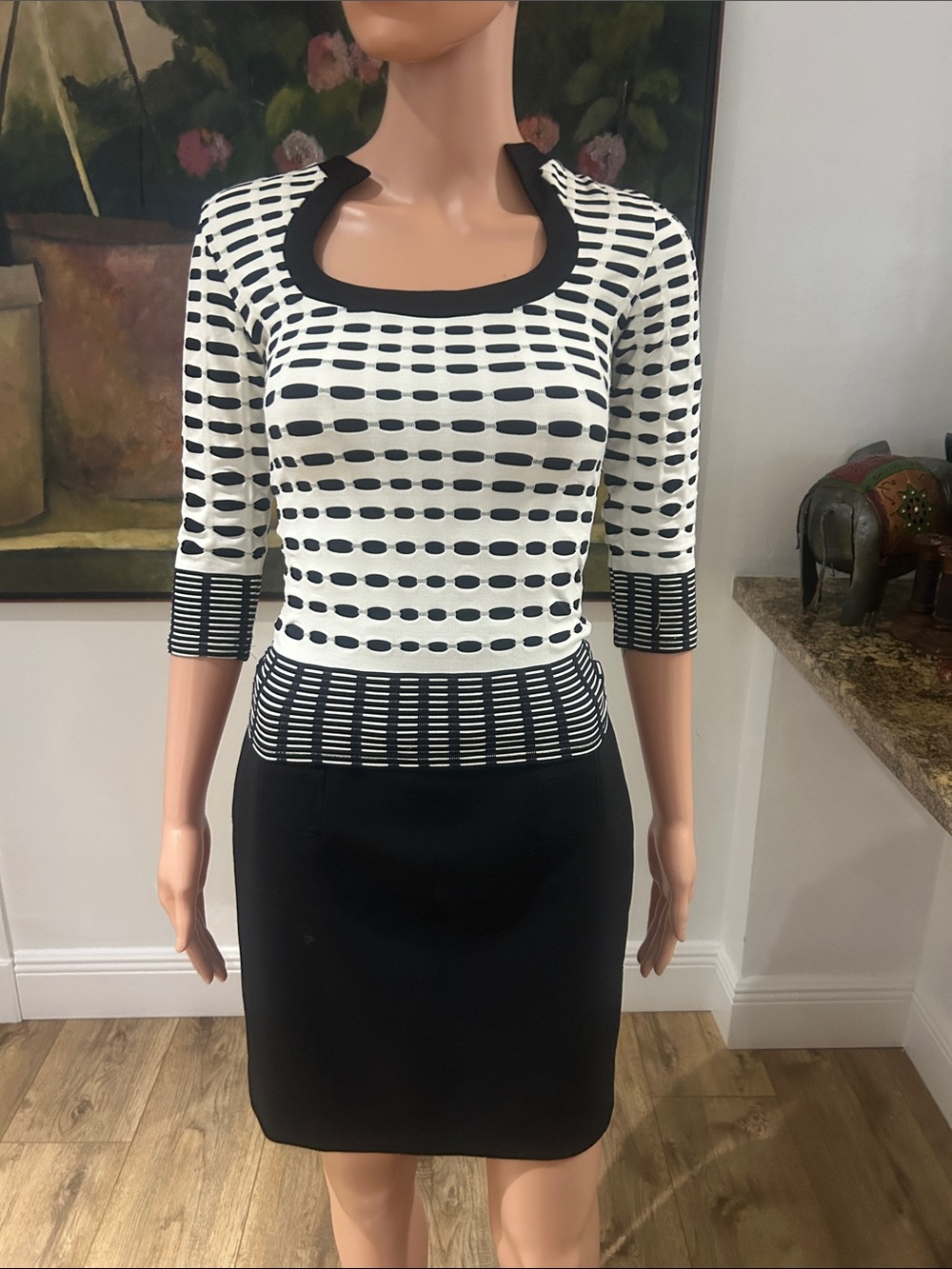 Rayure paris vintage retro textured grid pattern top